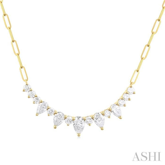 ASHI Paperclip Graduated Diamond Smile Necklace 994V1PPFGNKYG