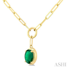 ASHI Oval Shape Paperclip Gemstone Pendant 99520PPT@NKEMYG-OV
