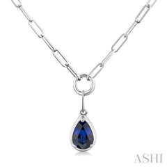 ASHI Pear Shape Paperclip Gemstone Pendant 99520PPT@NKSPWG-PR
