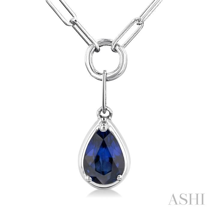 ASHI Pear Shape Paperclip Gemstone Pendant 99520PPT@NKSPWG-PR