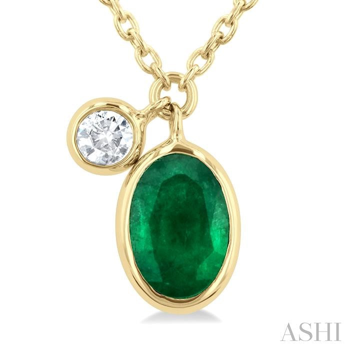 ASHI Oval Shape Bezel Set Gemstone & Diamond Pendant 99530PPFGNKEMYGOV.05