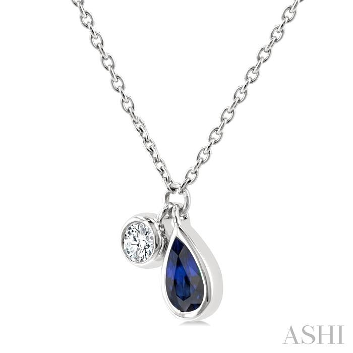 ASHI Pear Shape Bezel Set Gemstone & Diamond Pendant 99530PPTGNKSPWG-PR