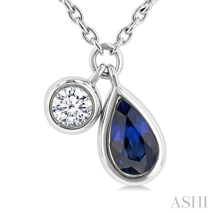 ASHI Pear Shape Bezel Set Gemstone & Diamond Pendant 99530PPTGNKSPWG-PR