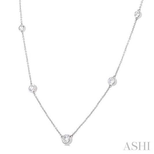 ASHI Bezel Set Graduated Diamond Station Necklace 995D1PPFGNKWG