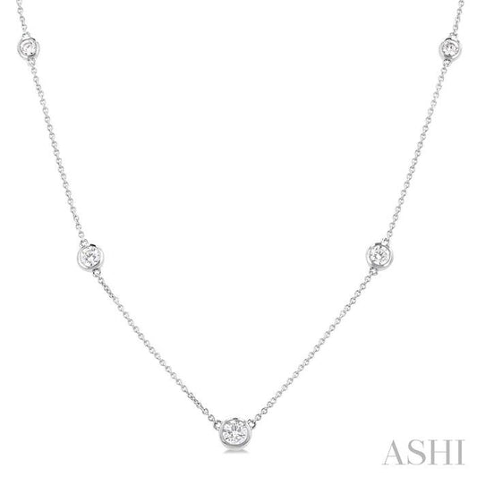 ASHI Bezel Set Graduated Diamond Station Necklace 995D1PPFGNKWG