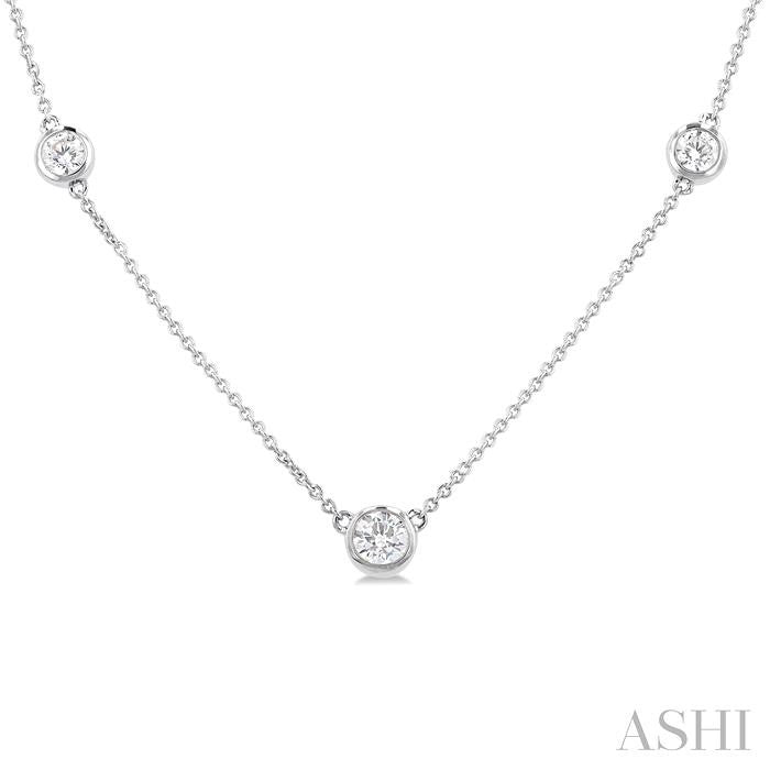 ASHI Bezel Set Graduated Diamond Station Necklace 995D1PPFGNKWG