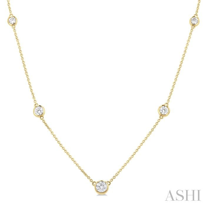 ASHI Bezel Set Graduated Diamond Station Necklace 995D1PPFGNKYG