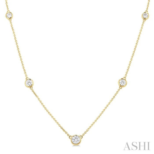 ASHI Bezel Set Graduated Diamond Station Necklace 995D1PPFGNKYG