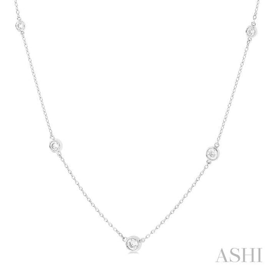 ASHI Bezel Set Graduated Diamond Station Necklace 995DHPPFGNKWG