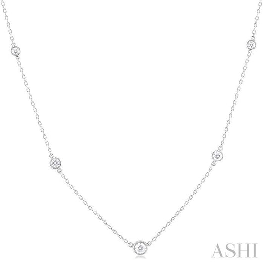 ASHI Bezel Set Graduated Diamond Station Necklace 995DHPPFGNKWG