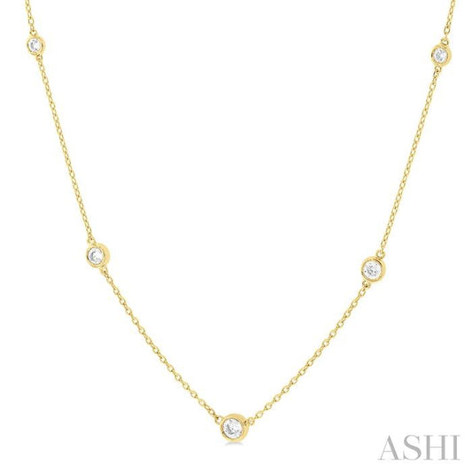 ASHI Bezel Set Graduated Diamond Station Necklace 995DHPPFGNKYG