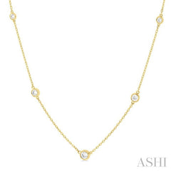 ASHI Bezel Set Graduated Diamond Station Necklace 995DHPPFGNKYG