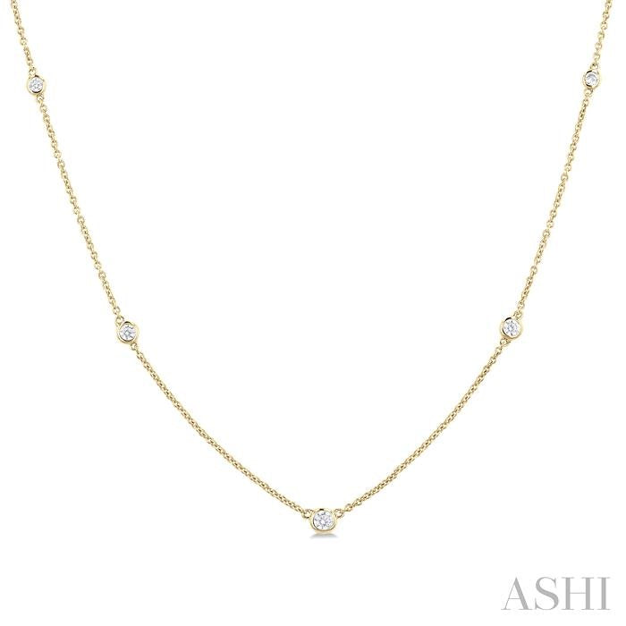 ASHI Bezel Set Graduated Diamond Station Necklace 995DQPPFGNKYG