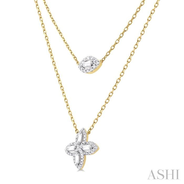 ASHI Floral Layered Diamond Necklace 995QHPPFGNKYG