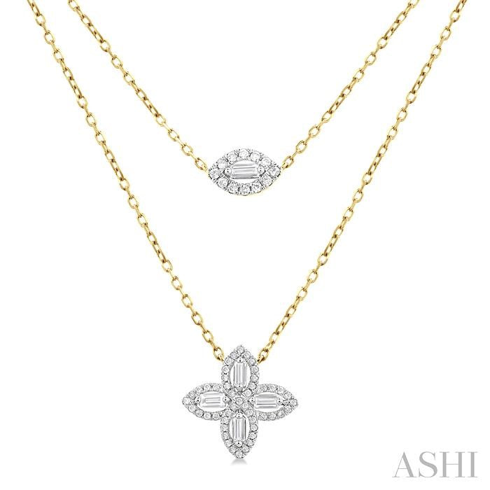 ASHI Floral Layered Diamond Necklace 995QHPPFGNKYG