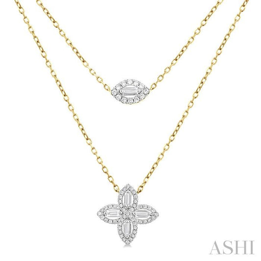 ASHI Floral Layered Diamond Necklace 995QHPPFGNKYG