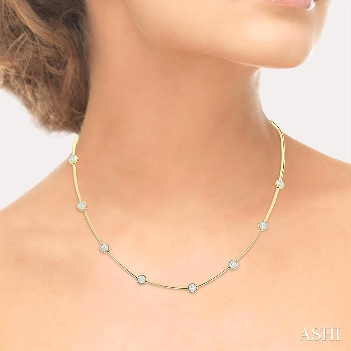 ASHI Round Shape Bar Link Lovebright Diamond Necklace 995V1PPFGNKYW-1.50