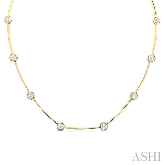 ASHI Round Shape Bar Link Lovebright Diamond Necklace 995V1PPFGNKYW-1.50