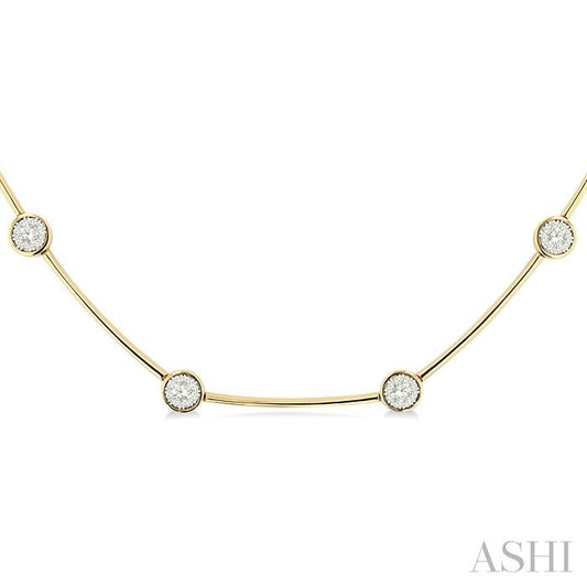 ASHI Round Shape Bar Link Lovebright Diamond Necklace 995V1PPFGNKYW-1.50