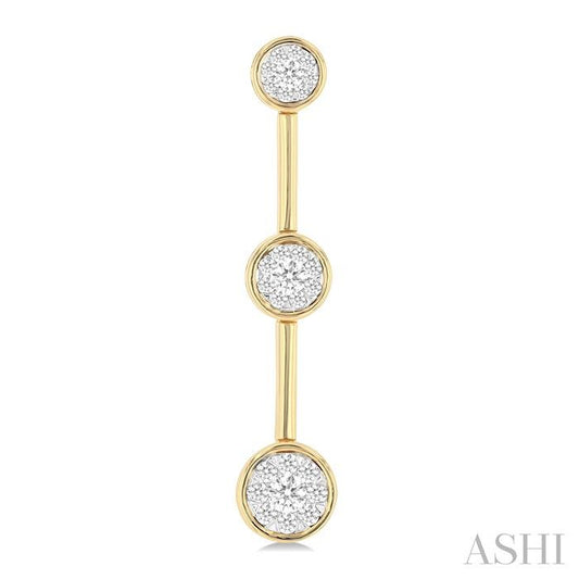 ASHI Round Shape 3 Stone Bar Link Lovebright Diamond Earrings 995V2PPFGERYW