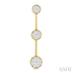 ASHI Round Shape 3 Stone Bar Link Lovebright Diamond Earrings 995V2PPFGERYW