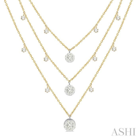ASHI Round Shape Lovebright Diamond Layered Necklace 995WHPPFGNKYW