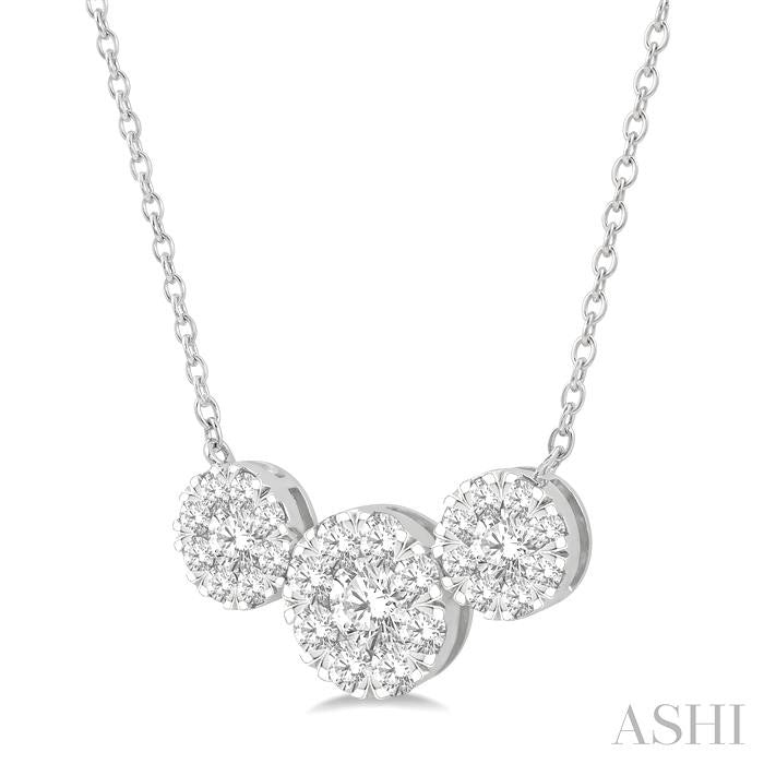 ASHI Round Shape Past Present & Future Lovebright Essential Diamond Necklace 99622PPFGNKWG