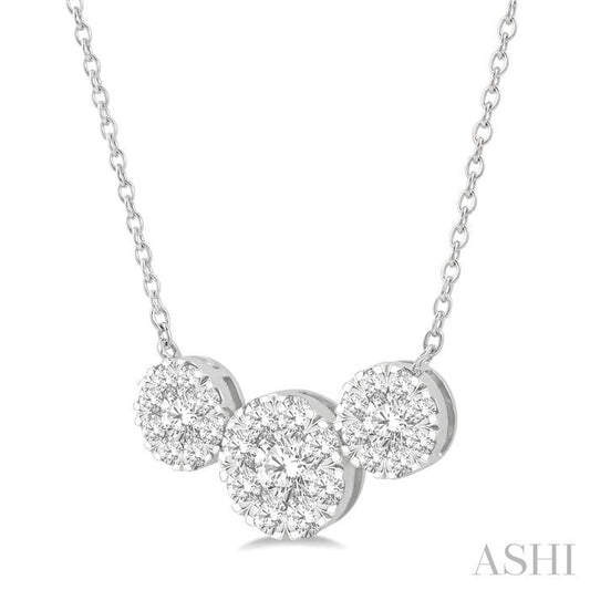 ASHI Round Shape Past Present & Future Lovebright Essential Diamond Necklace 99622PPFGNKWG