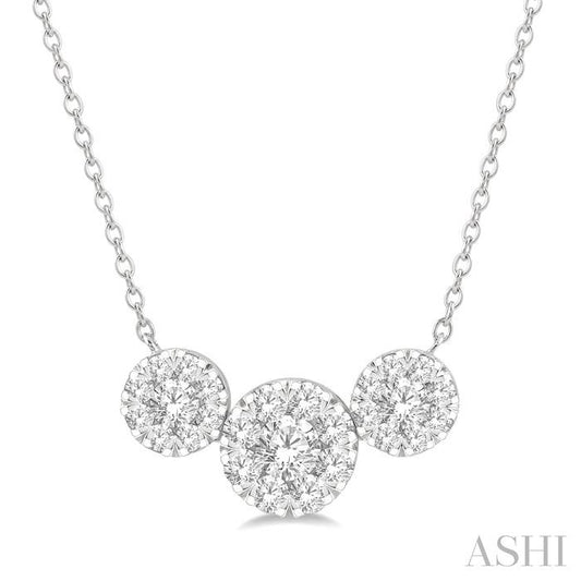 ASHI Round Shape Past Present & Future Lovebright Essential Diamond Necklace 99622PPFGNKWG