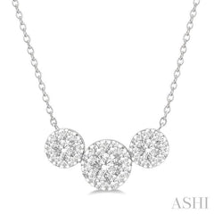 ASHI Round Shape Past Present & Future Lovebright Essential Diamond Necklace 99622PPFGNKWG