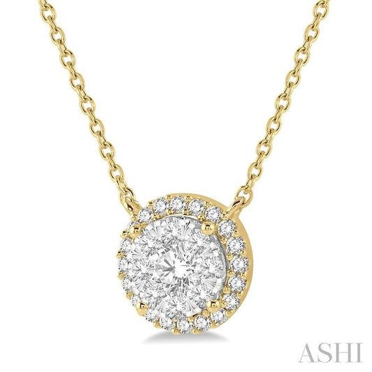 ASHI Round Shape Halo Lovebright Essential Diamond Pendant 9965HPPFGNKYW