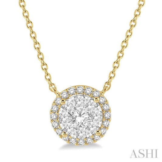 ASHI Round Shape Halo Lovebright Essential Diamond Pendant 9965HPPFGNKYW