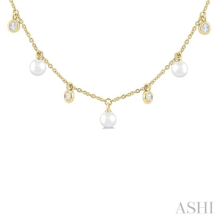 ASHI Pearl & Diamond Station Necklace 996EQPPFGNKWPYG