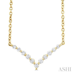 ASHI Chevron Petite Diamond Fashion Necklace 996J0PPTGNKYG
