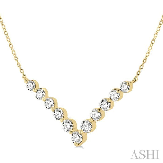ASHI Chevron Diamond Necklace 996J1PPFGNKYG