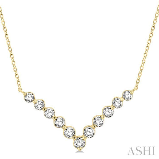 ASHI Chevron Diamond Necklace 996J1PPFGNKYG