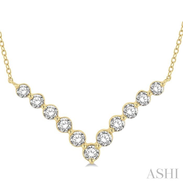 ASHI Chevron Diamond Necklace 996J1PPFGNKYG