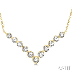 ASHI Chevron Diamond Necklace 996J1PPFGNKYG