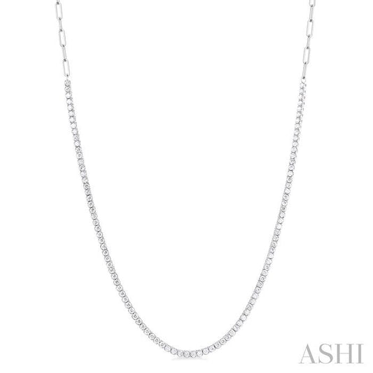 ASHI Paperclip Diamond Tennis Necklace 996Q2PPFGNKWG
