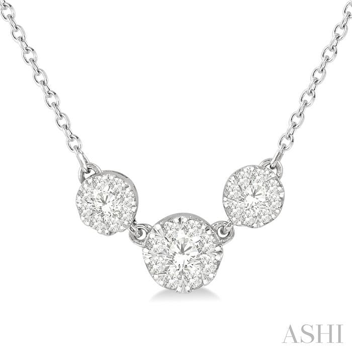 ASHI Round Shape Past Present & Future Lovebright Essential Diamond Necklace 9972UPPFGNKWG