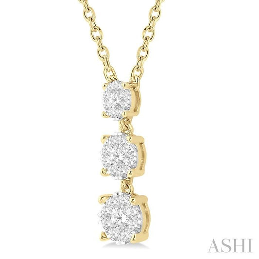ASHI Round Shape Past Present & Future Lovebright Diamond Pendant 9973UPPFGNKYG
