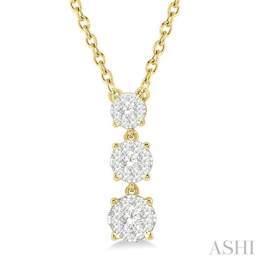 ASHI Round Shape Past Present & Future Lovebright Diamond Pendant 9973UPPFGNKYG