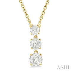 ASHI Round Shape Past Present & Future Lovebright Diamond Pendant 9973UPPFGNKYG