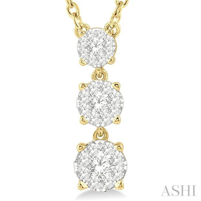 ASHI Round Shape Past Present & Future Lovebright Diamond Pendant 9973UPPFGNKYG