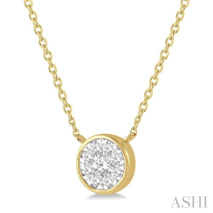 ASHI Round Shape Bezel Set Lovebright Essential Diamond Pendant 9977HPPFGNKYW