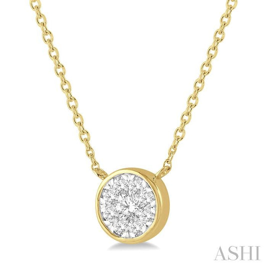 ASHI Round Shape Bezel Set Lovebright Essential Diamond Pendant 9977HPPFGNKYW