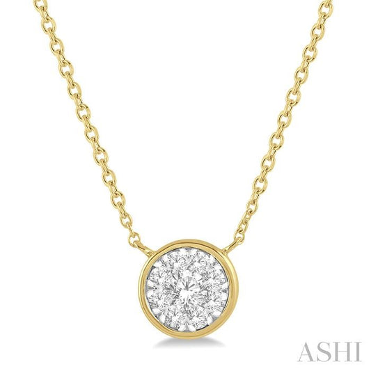 ASHI Round Shape Bezel Set Lovebright Essential Diamond Pendant 9977HPPFGNKYW