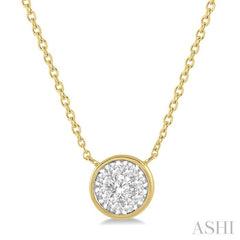 ASHI Round Shape Bezel Set Lovebright Essential Diamond Pendant 9977HPPFGNKYW