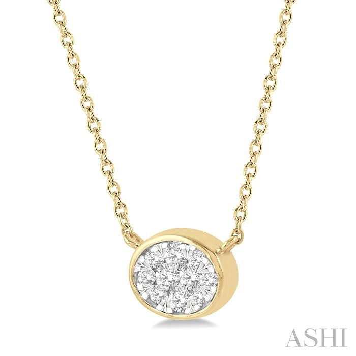 ASHI Oval Shape East-West Bezel Set Lovebright Essential Diamond Pendant 99780PPFGNKYW