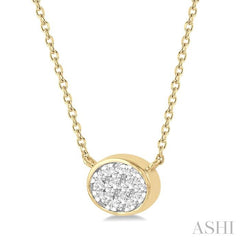 ASHI Oval Shape East-West Bezel Set Lovebright Essential Diamond Pendant 99780PPFGNKYW